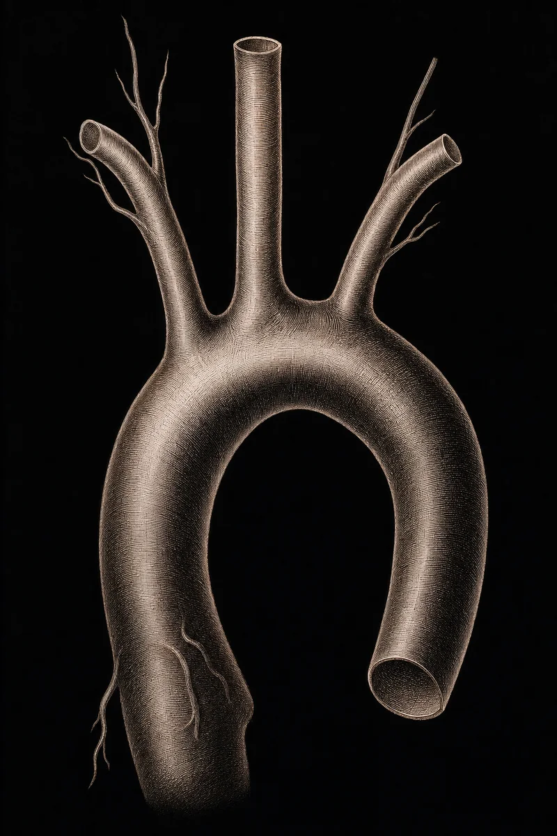 An engraved study of the heart as a single continuous vortex of muscle fiber: hundreds of fine parallel lines wound into the form of a human heart on a black field.